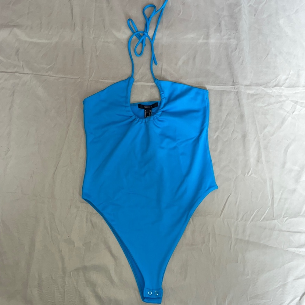 Blue Halter Bodysuit